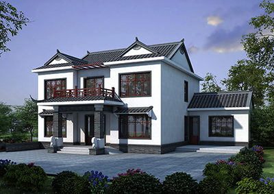 新中式二层别墅设计，带老人房内卫。